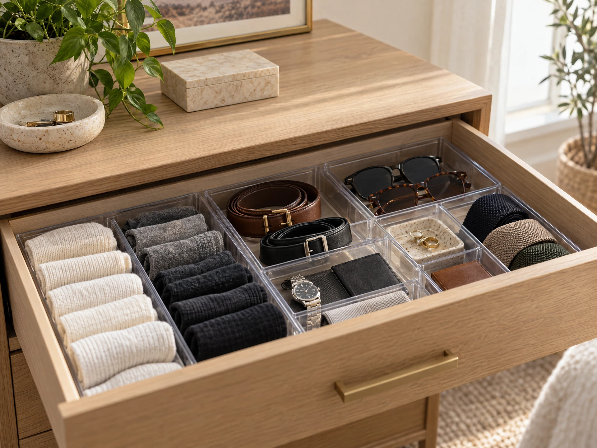 Clear drawer organizers