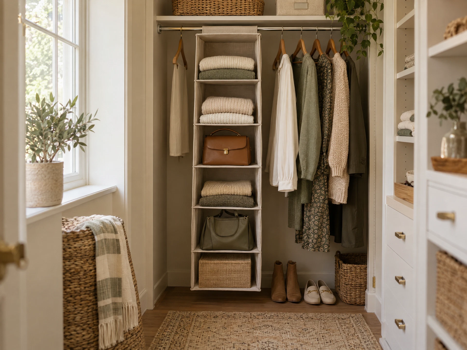 Small-closet hanging organizers