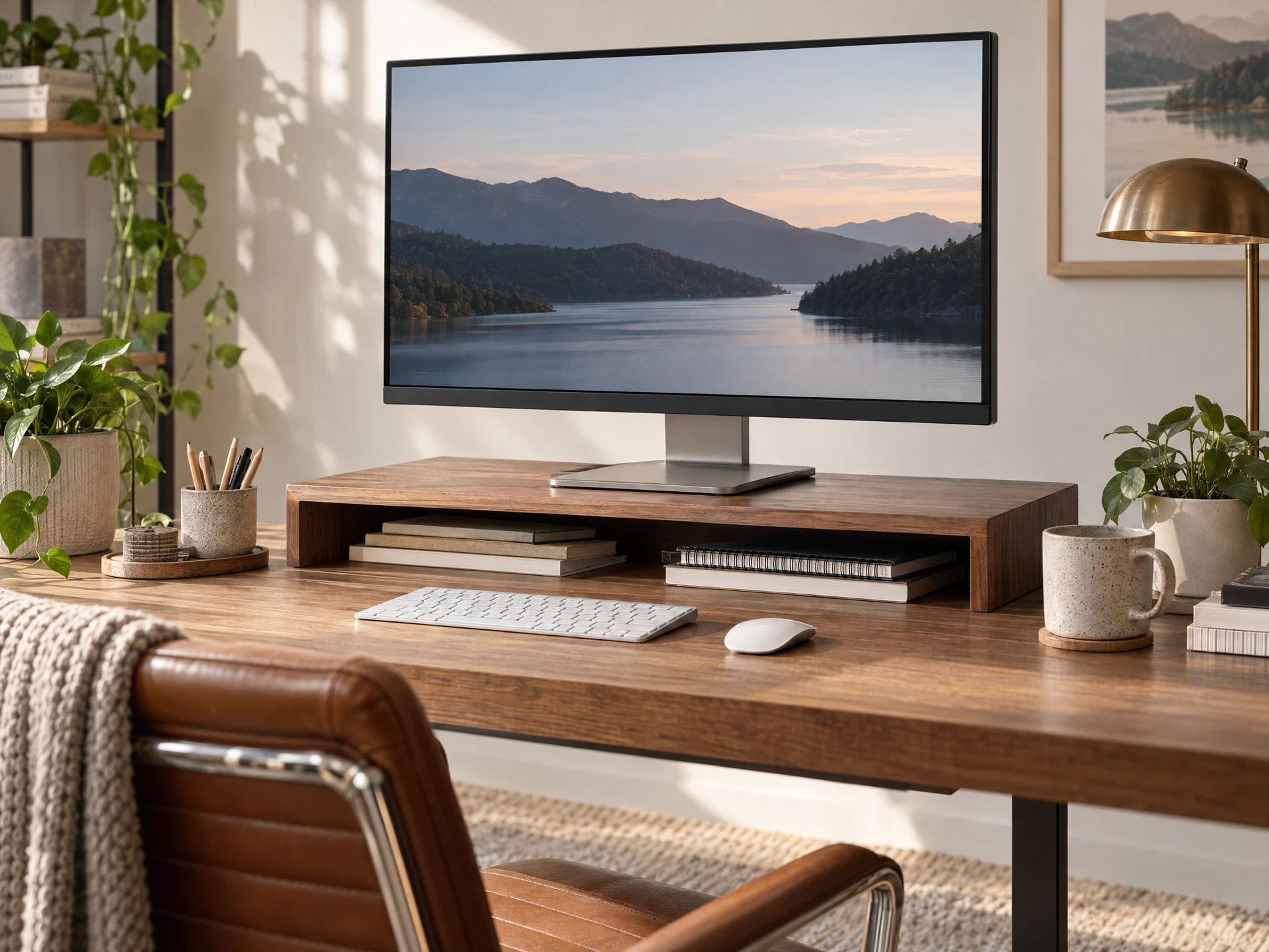 Wood monitor stands and risers