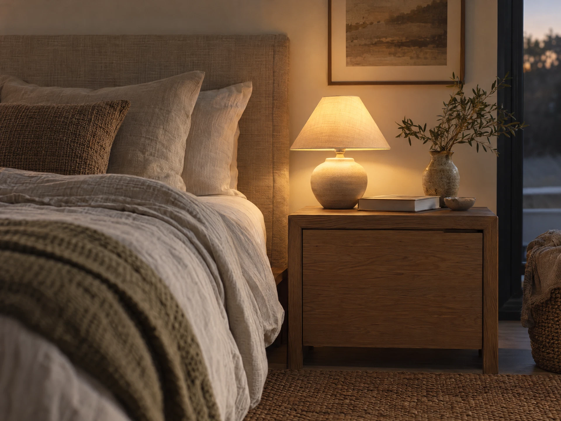 Warm bedside lamps for small bedrooms
