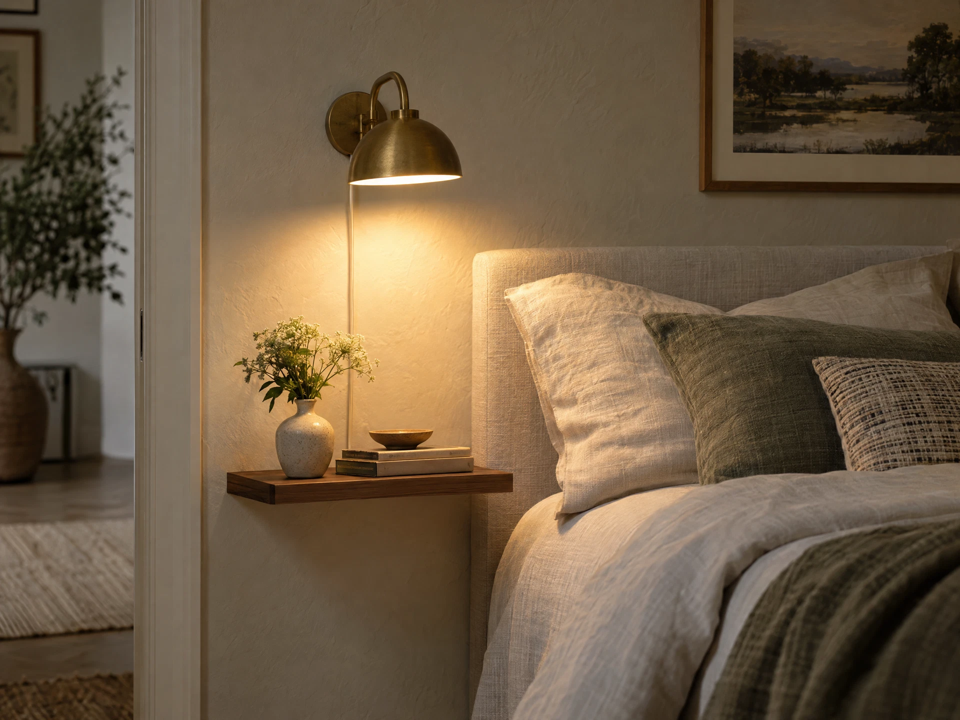 Plug-in bedroom wall sconces