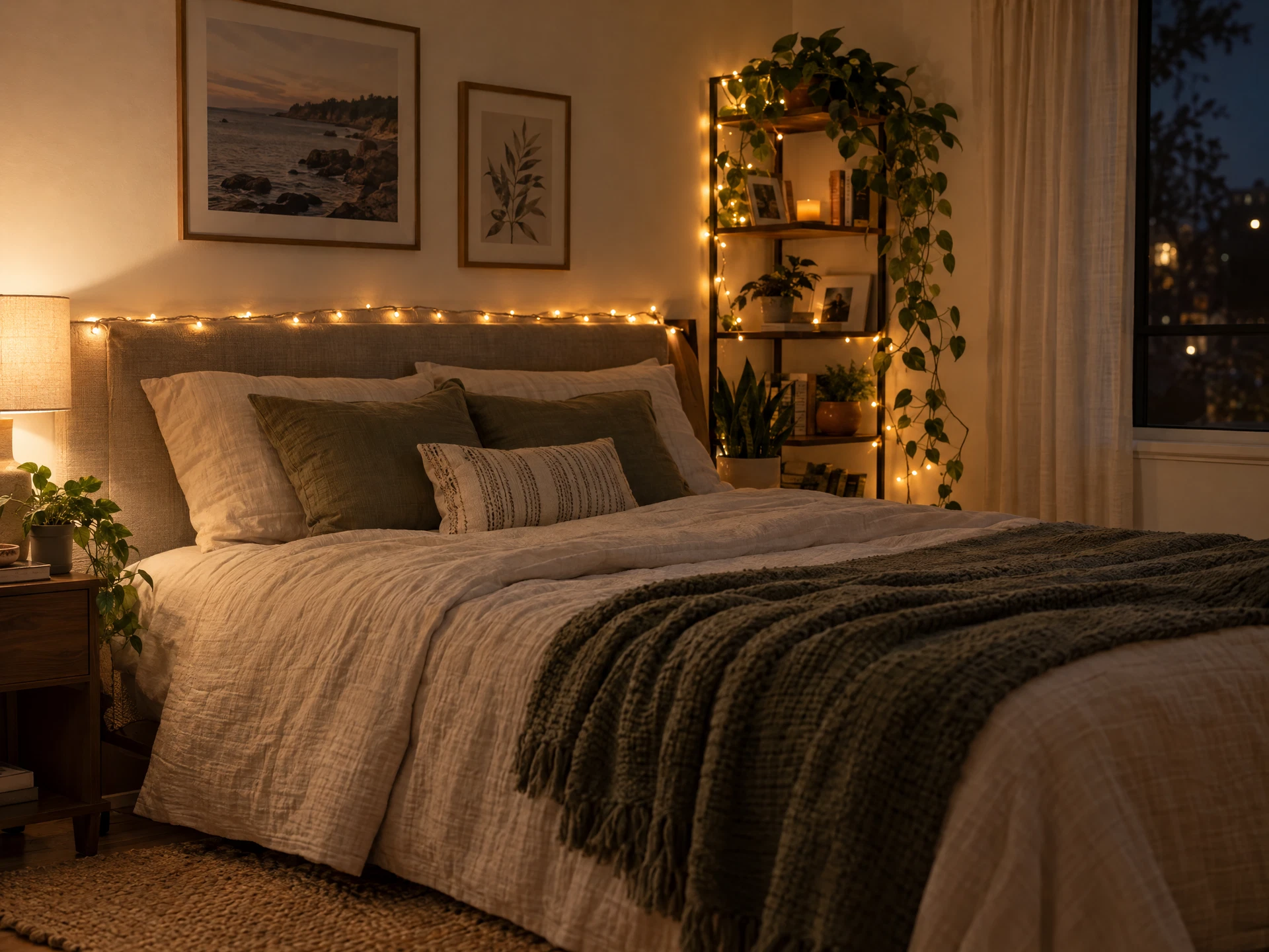Warm ambient bedroom lights