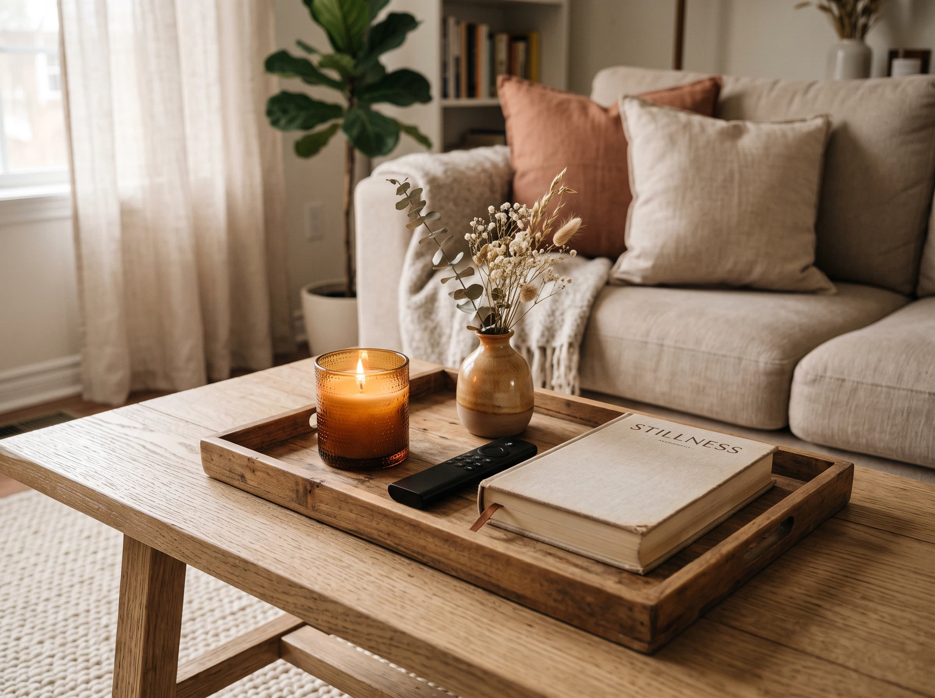 Wood coffee table trays