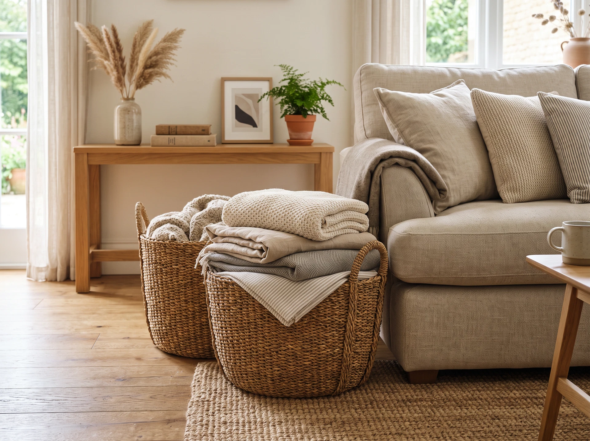 Decorative living room storage baskets