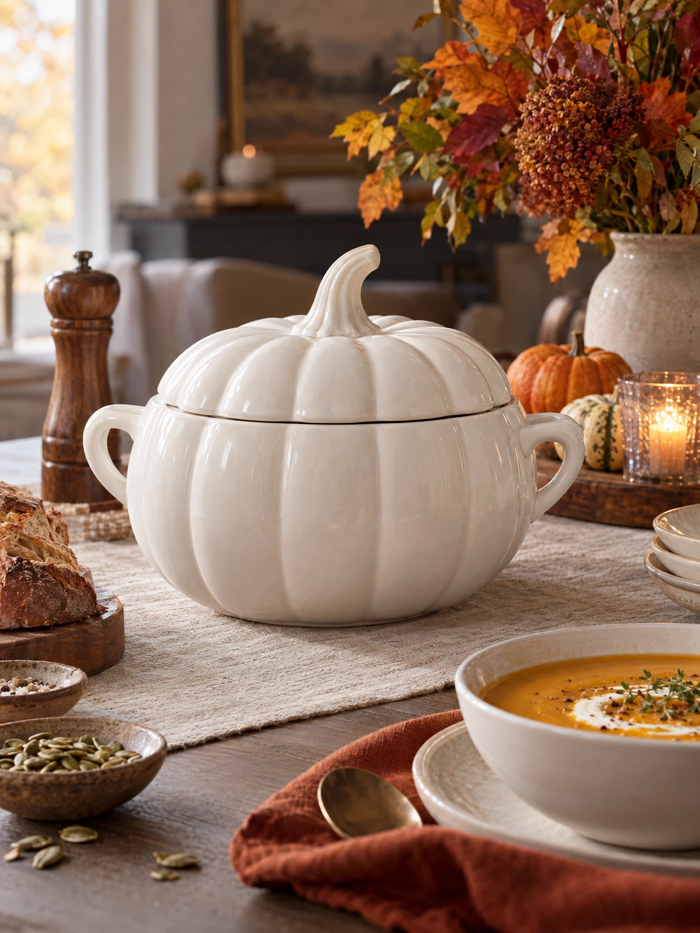 Ceramic pumpkin serving bowl