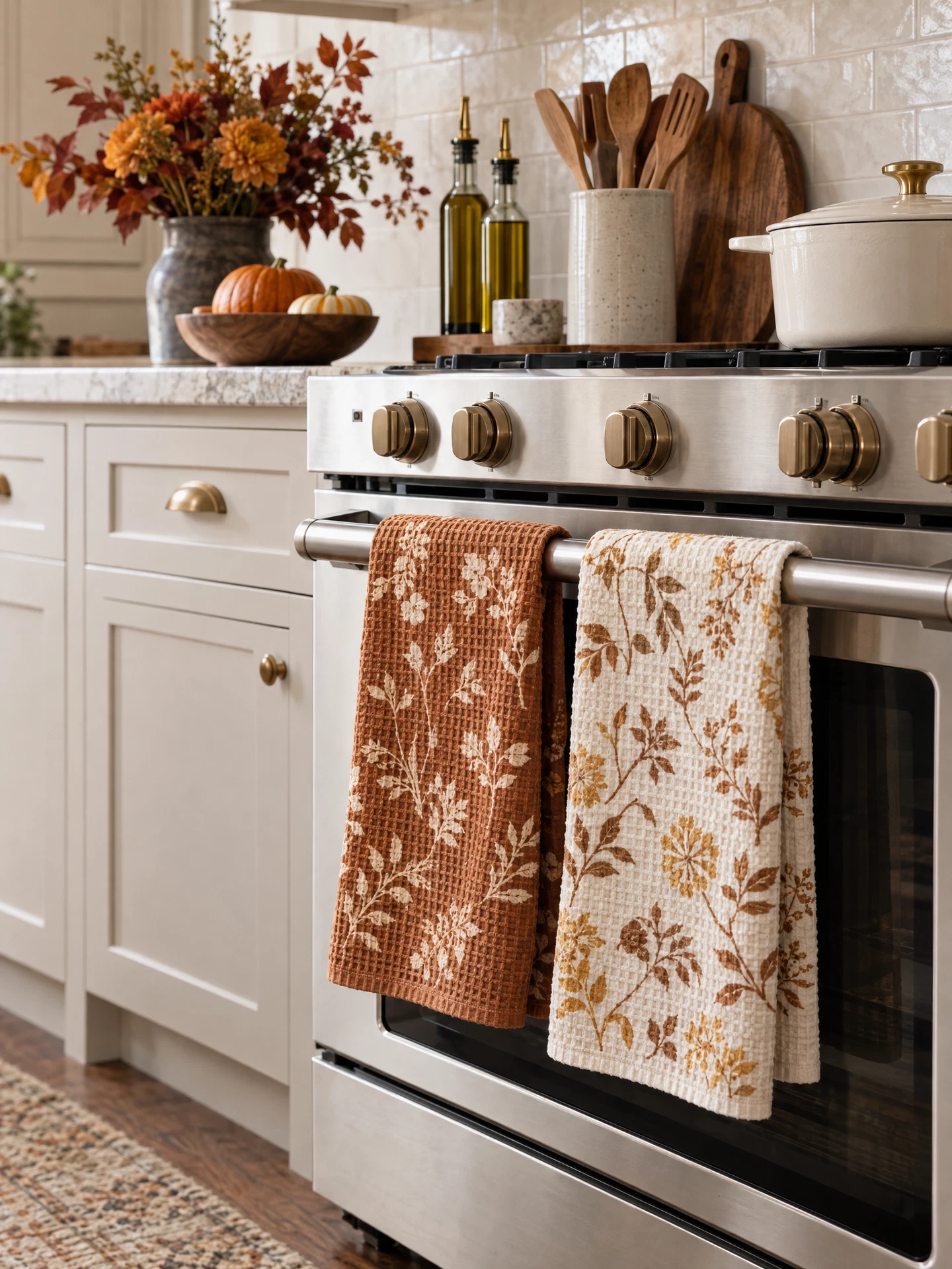 Amber-floral waffle kitchen towels